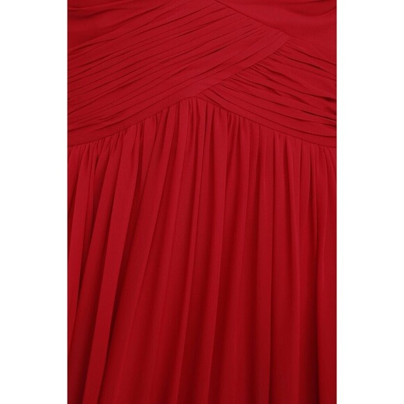 Lulus Red Off-Shoulder Sweetheart Neckline Maxi Dress Slit Front Party Romance - Picture 6 of 13